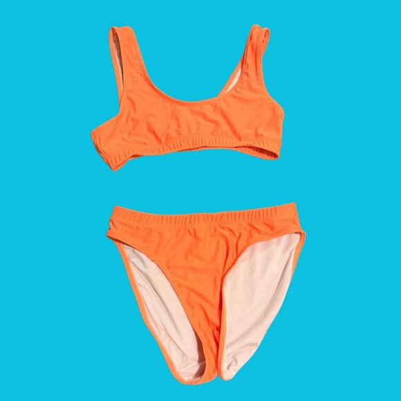 ☀️ Summer Mae Neon Orange Scoop Bikini Set (Size M) - Picture 2 of 8